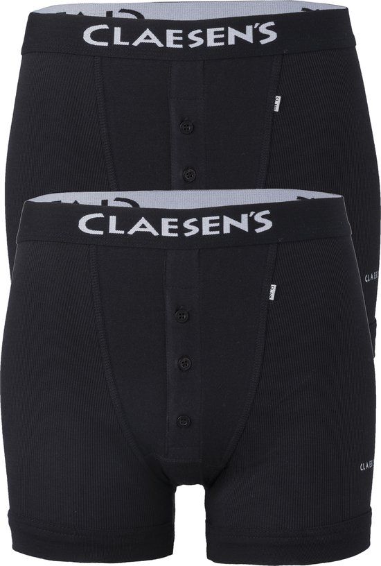 Claesen's Boxershorts Rib Zwart 2-Pack