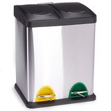 MSV Afvalemmer, afvalscheidingssysteem, 16 l (2 x 8 liter) met binnenemmer, grote afvalbak, afvalemmer, pedaalemmer, roestvrij staal