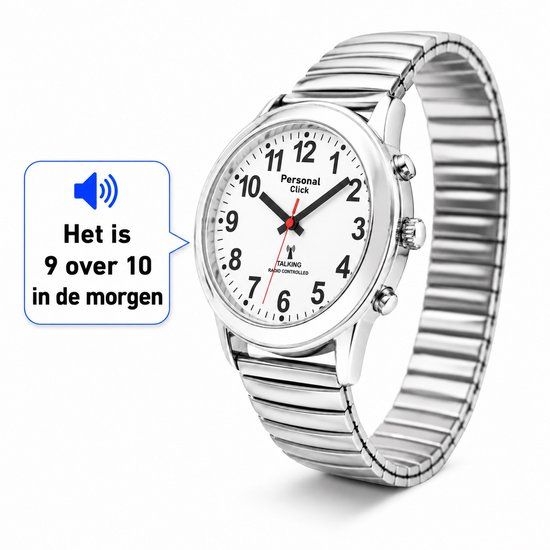 PersonalClick Sprekend Horloge Slechtzienden & Blinden Deluxe - Zilver
