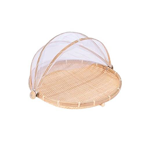 Xshelley ronde bamboe tentmand met deksel, groenten/fruit, brood, opbergmand (30cm in diameter)