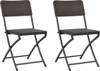 vidaXL Opklapbare stoelen, 2 stuks, HDPE en staal, bruin