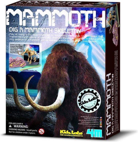 4M Graaf Je Dino Op - Mammoet - Wetenschap En Spel - Opgraafkit En Modelbouw Skelet - KidzLabs - 8 Jaar