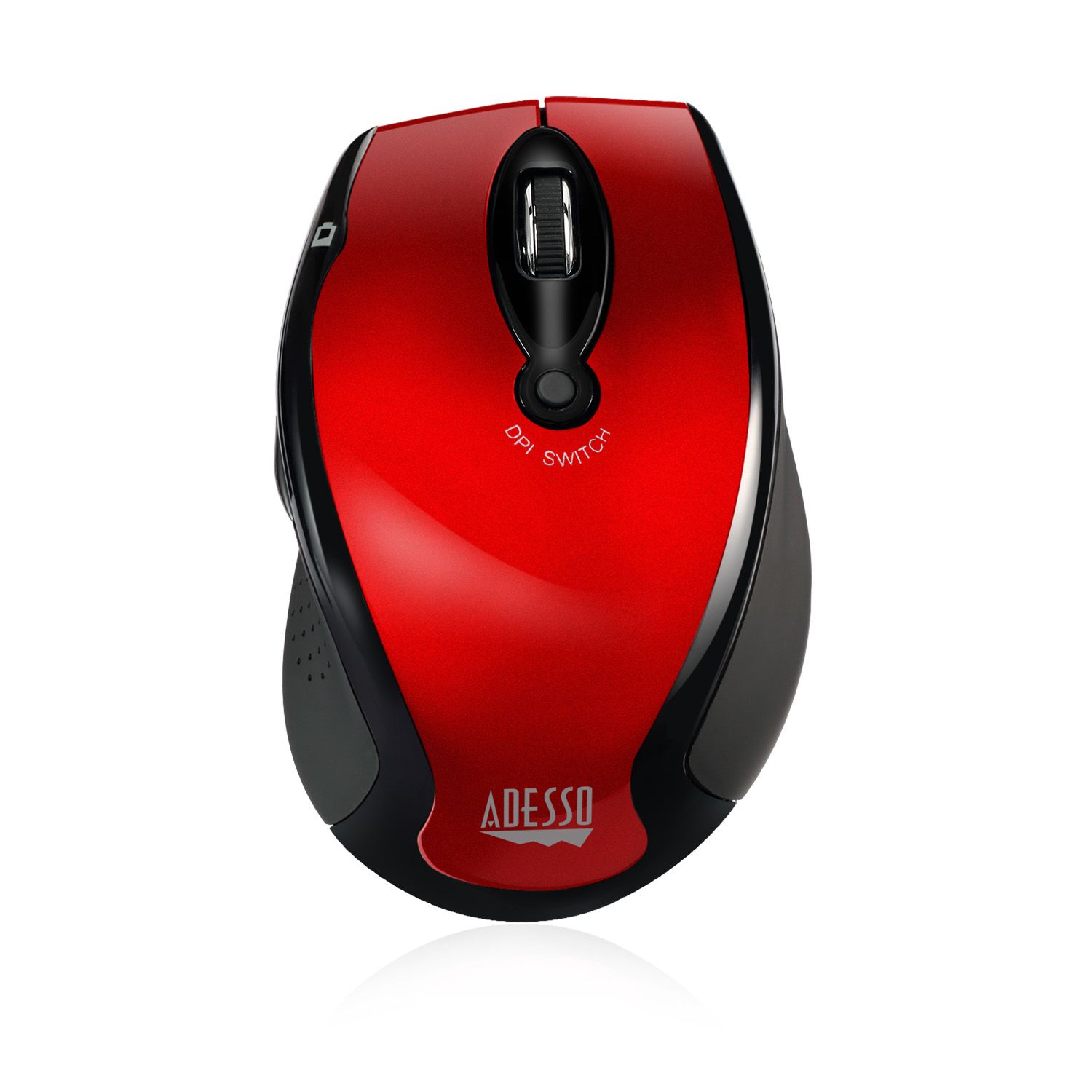Adesso iMouse M20R Wireless Ergonomic Optical Mouse - Right-Handed - 1600 DPI - Black/Red