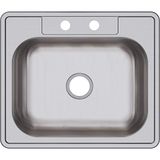 Elkay D125212 22 Gauge Roestvrij Staal 25" x 21.25" x 6.5" Enkele Kom Top Mount Keukengootsteen, 2 Gat