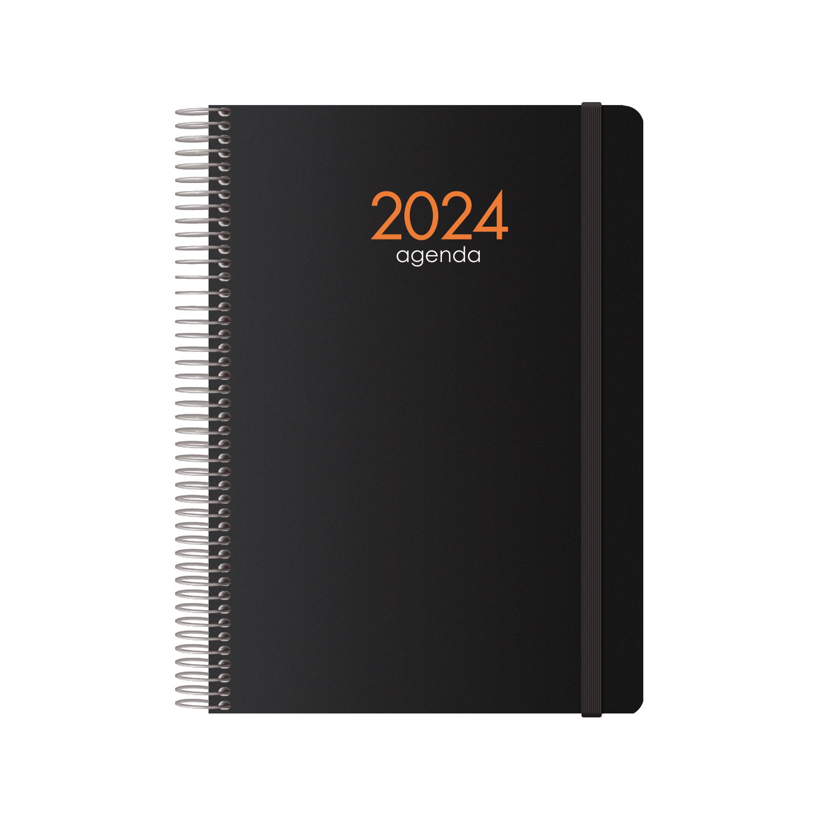 DOHE 2024 Personal Diary - Black - Hardcover - Spiral Binding - 15x21cm - Week on 1 Page - ESP,POR