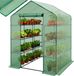 tectake® Broeikas met Folie - Foliekas - Hobbykas - 2m² - 143 x 143 x 195 cm - Kweekkas voor Tomaten en Planten - Tuinkas met 16 Planken - Beschermt Tegen Kou, Regen en Zon - Groen