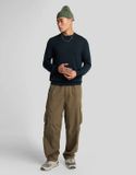 Lyle & Scott Tonal Eagle Merino Trui Donkerblauw
