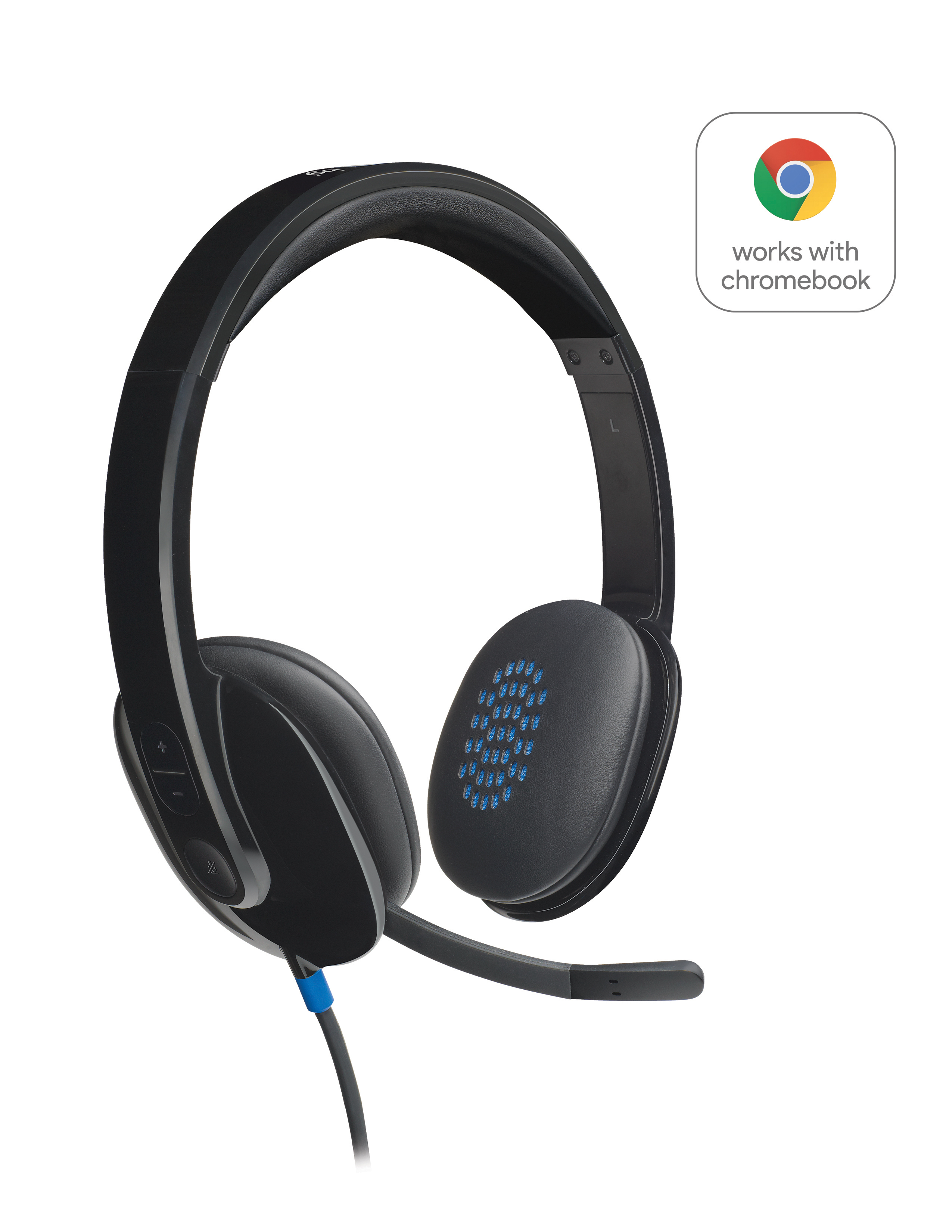 Logitech   H540 USB Computer Headset Met high-definition geluid en knoppen op het oorstuk