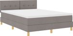 vidaXL LED Boxspring Bed met Hoofdeinde Taupe 140 x 190 cm Stof