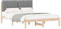 vidaXL Bedframe met gevoerd hoofdbord, lichtgrijs, 140 x 200 cm