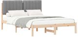 vidaXL Bedframe met gevoerd hoofdbord, lichtgrijs, 140 x 200 cm