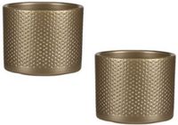 Mica Decorations - Bloempot - Keramiek - Goudkleurig - H10 x D12 cm - 2 stuks