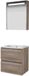 Basic-Line Premium 46 Badkamermeubelset - 60 x 46 cm - Greeploos - 2 Lades - Keramische Wastafel - 1 Kraangat - Spiegelkast met LED Verlichting - Scotch Oak