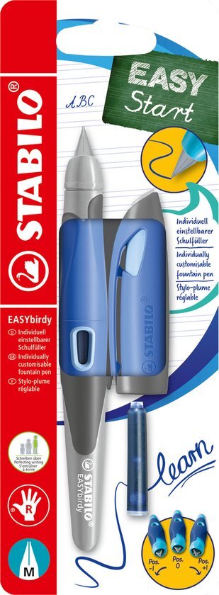 Stabilo EASYbirdy - Ergonomische Vulpen - Rechtshandig - Pastel Edition - Blauw/Licht Blauw Pastel - Standaard M punt