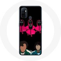 Maniacase Oppo A53 Inktvis Spel Seong Gi hun en Kang Sae Byeok Maskers Vierkant Driehoek en Cirkel