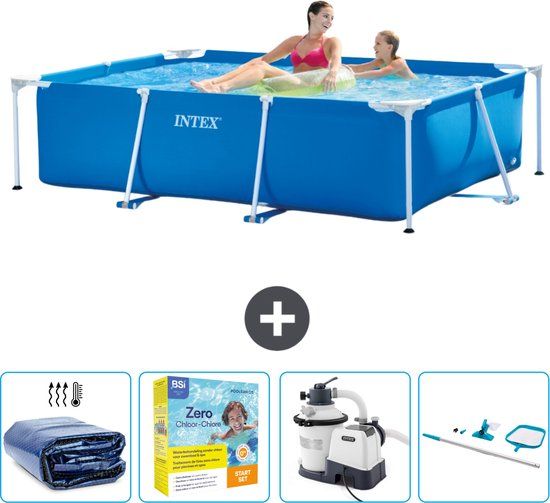 Intex Rechthoekig Frame Zwembad - 220 x 150 x 60 cm - Blauw - Compleet pakket