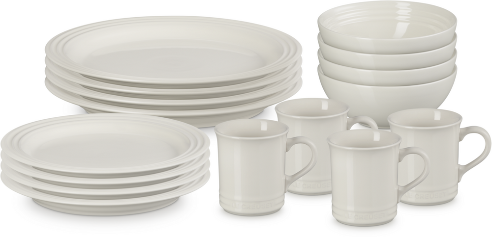 Le Creuset Servies Set 16 Grote Borden Crème