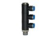 L-meervoudige RIEGLER L-meervoudige verdeler »Blaue serie«, 3-voudig, draaibaar, R 1/8 a, voor slot buiten-Ø 8 mm, werkdr. Maximale 15 bar, kunststof/MS vern.