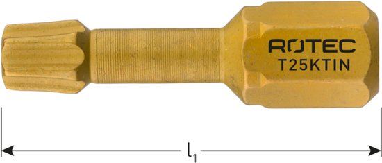 Rotec Schroefbit, Torsion, TiN, T10x25mm (2st.)