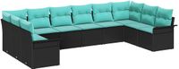 vidaXL - Tuinbank - Set - 10 - st - Zwart - poly - rattan