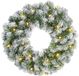 Merkloos Besneeuwde kerstkrans - D45 cm - met verlichting - incl. deurhanger groen - 29,5 cm