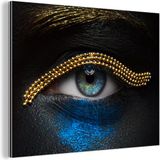 MuchoWow Aluminium Schilderij Industrieel - Vrouw - Ogen - Make up - Goud - 80x60 cm - Dibond