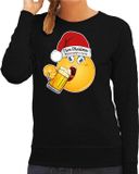 Bellatio Decorations Foute Kersttrui/sweater voor dames - bier - zwart - grappig - I love christmas - emoji XXL