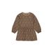 QPI sweatjurk met panterprint - bruin