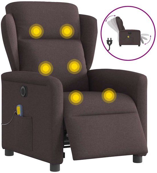 vidaXL Massagestoel elektrisch verstelbaar stof donkerbruin