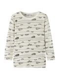 NAME IT Jongens Lange Mouwen Shirt NMMWANG WOOL RIB LS TOP AOP Wolwit Gestreept Maat 98