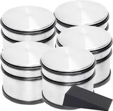Merkloos RVS deurstopper met rubberen bescherming + gratis deurwig zwart - 9 x 7.5 cm - 1.1 kg
