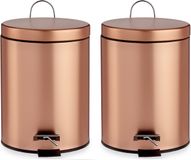 Lot de 2x poubelles à pédale métal 5 litres couleur cuivre