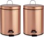 Lot de 2x poubelles à pédale métal 5 litres couleur cuivre