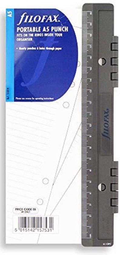 Filofax A5 perforator/liniaal - Zwart