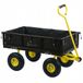Zelsius chariot de jardin, 350 kg de capacité, 75 litres, noir/jaune, chariot de jardin avec pneus gonflables, pliable, chariot à main pour le jardinage