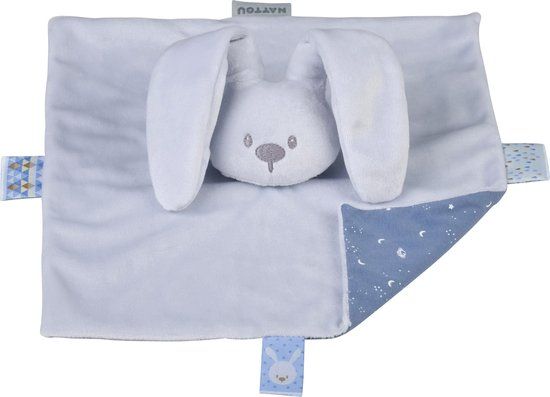 Nattou Lapidou Knuffeldoekje Doudou Konijn Pastelblauw 27 cm