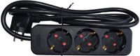 Q-Link Stekkerdoos 3-voudig met randaarde, zwart, snoer 1,4 m
