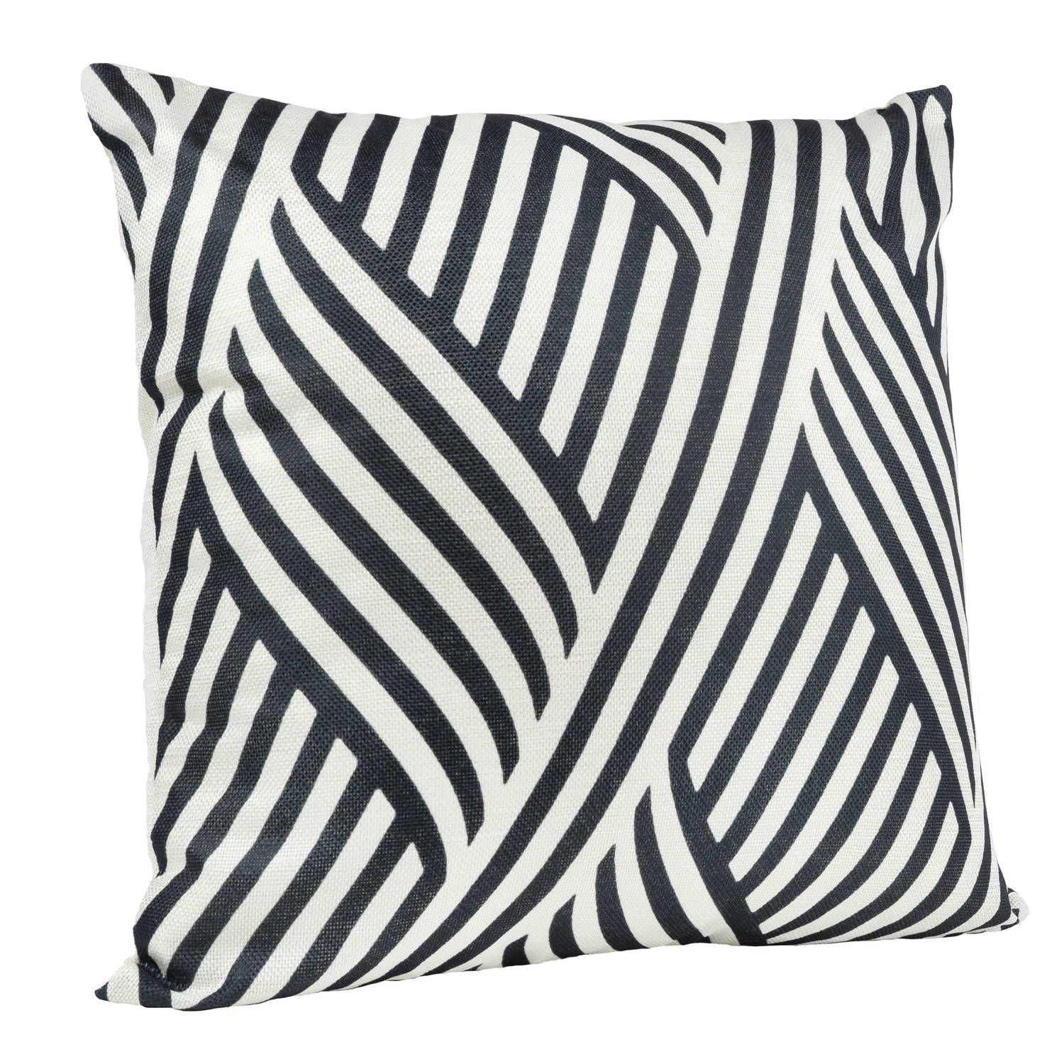 QUVIO sierkussen golf patroon - 45x45 cm - zwart/beige