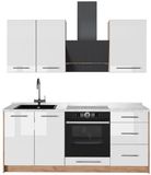 Vicco Eenpersoonskeuken Fame-Line, Wit Hoogglans/Goudkleurig Eiken, 190 cm, WB Marmer