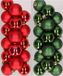 Decoris Kaemingk B.V. 32x stuks kunststof kerstballen mix van rood en donkergroen 6 cm