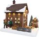 Santaville - Wooden Chalet with Hikers with LED Polyresin 25cm