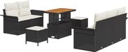 vidaXL Banc de jardin 8 pièces 7 places noir et crème