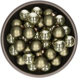 Othmar Decorations Bv Boules de Noël - verre - 36x pièces - granit vert - 6 cm - mat et brillant