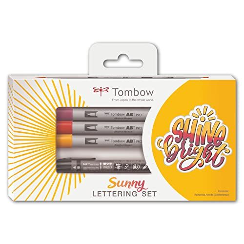 Tombow LS-ABTP Sunny letterset - 3 x ABT PRO marker & Fudenosuke twin + handleiding