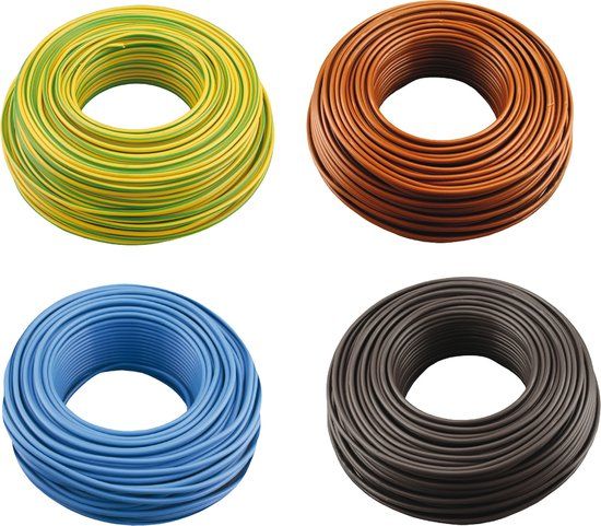 Installatiedraad - 4 x 20 m - multi - 2.5 mm² - zwart/blauw/bruin/geel-groen