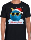 Bellatio Decorations Fout Kerst shirt / t-shirt - Christmas party met coole kerstbal - zwart voor heren - kerstkleding / kerst outfit L
