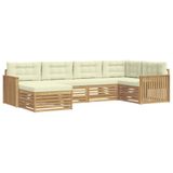 vidaXL - Buiten - bank - set - 6 - st - Wit - en - crèmekleurig - Polyester