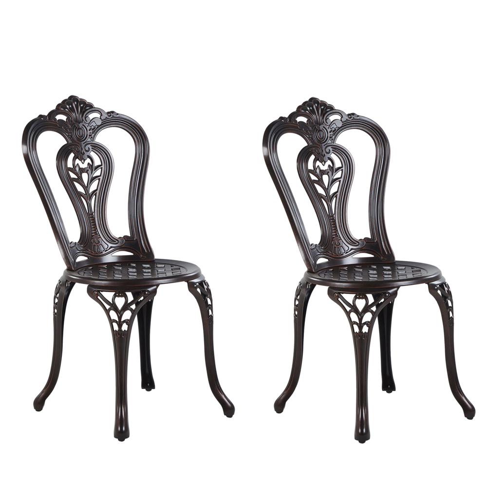 Beliani BOVINO Tuinstoel Set van 2 - Bruin Aluminium