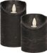 Anna's Collection bougies LED/bougies piliers - set 2x - noir - H10 et H12,5 cm - flamme mouvante