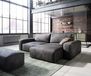 DELIFE Lanzo 230x155 cm Microfiber Vintage Anthracite Canapé d'angle réversible avec ottomane